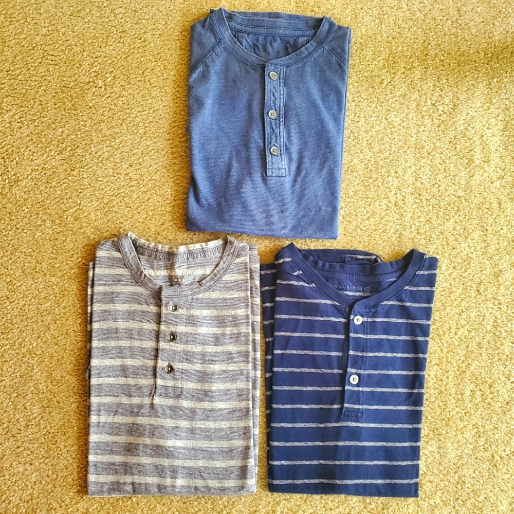 3 Banana Republic henley tshirts